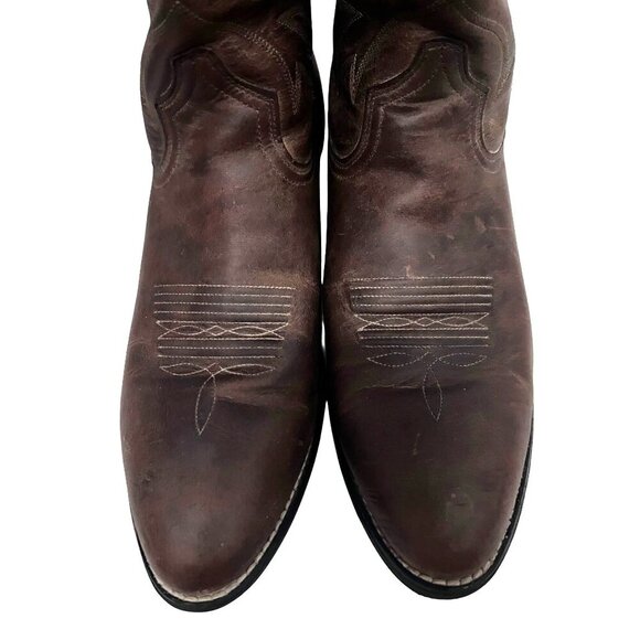 Ariat Mens Brown Leather Western Cowboy Boots US 11C Pull On Rubber Soles - Picture 8 of 10